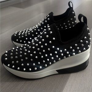 Black Studded Slip-On Sneakers